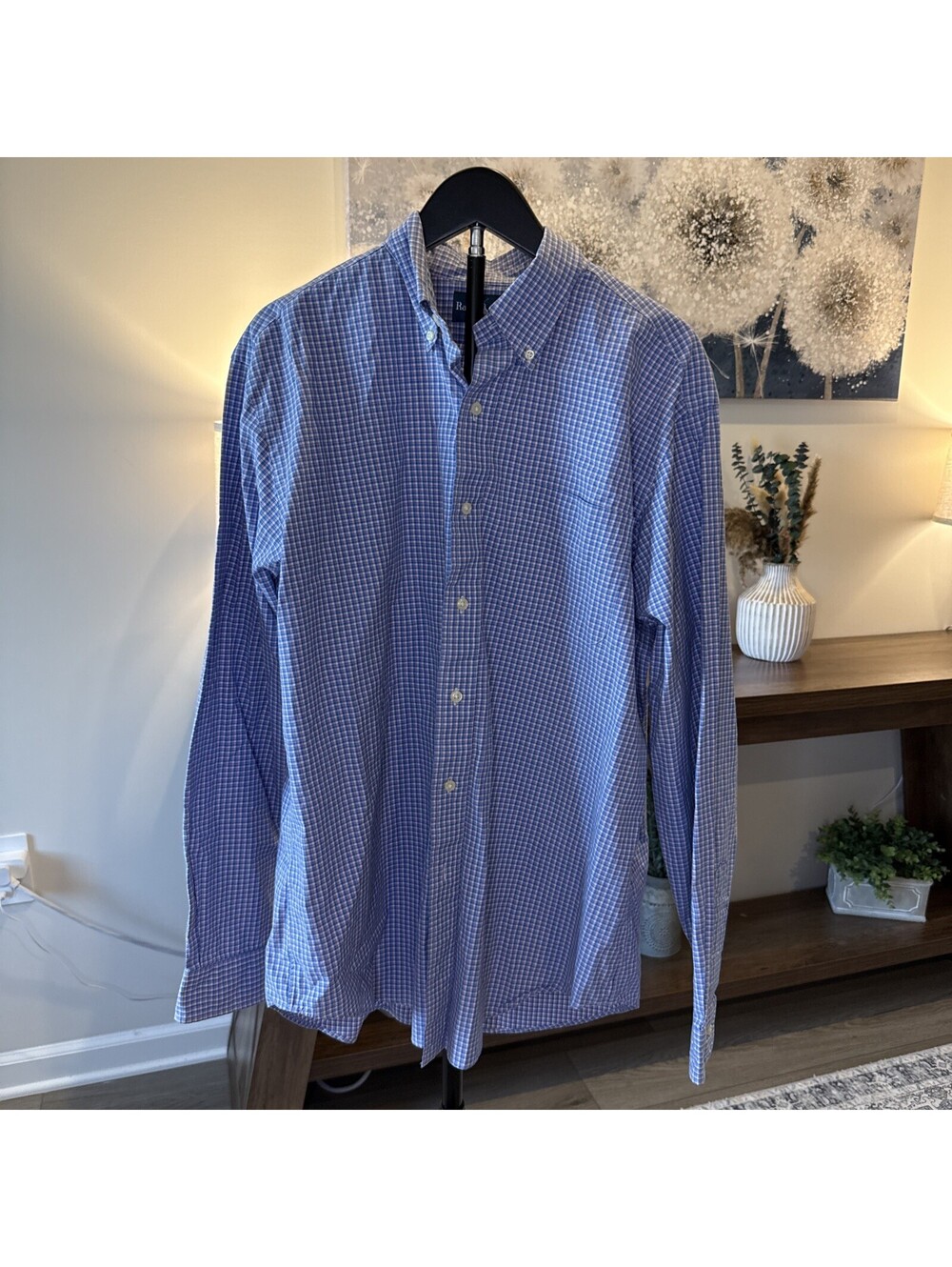 Ralph Lauren Long Sleeve Blue Pink Button Up Size L